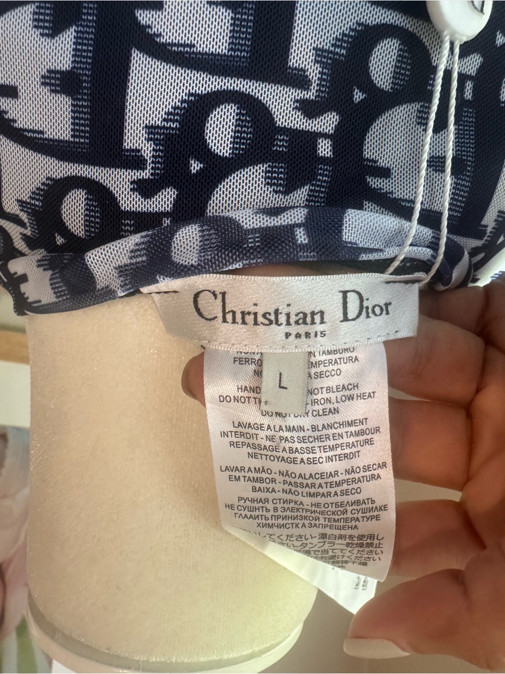 Dior Navy and White Monogram Long Sleeve Top - Picture 5 of 7